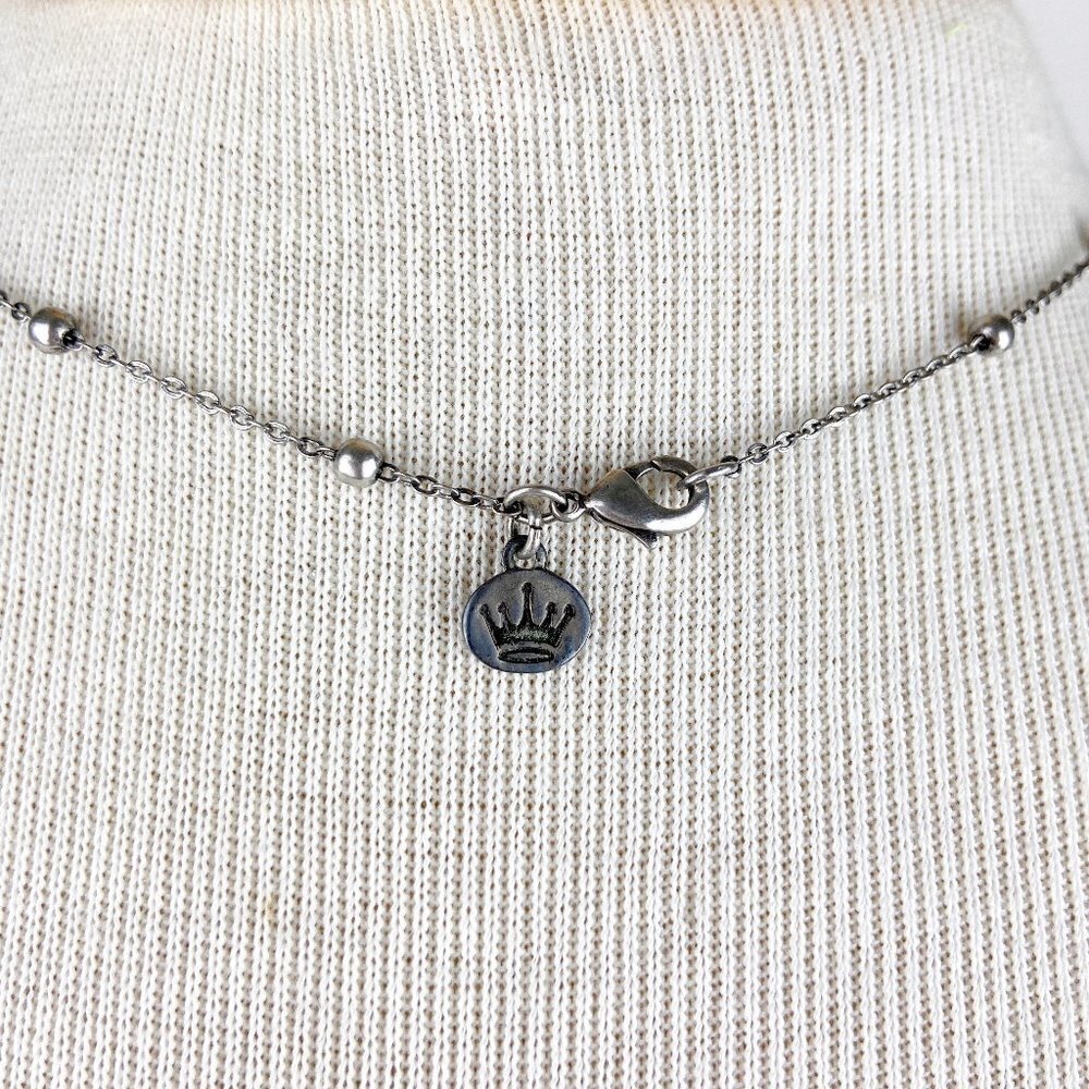 Silver Tone Scroll Charm Statement Long Necklace - image 6